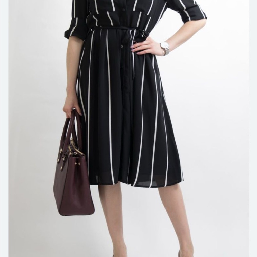 Who What Wear Black and White Midi Dress